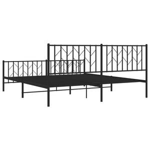 Sängram med huvudgavel och fotgavel svart metall 183x213 cm
