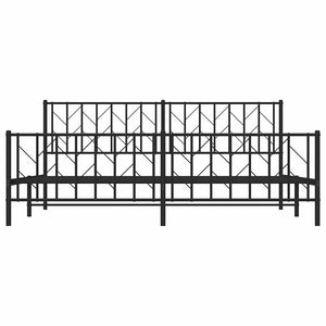 Sängram med huvudgavel och fotgavel svart metall 193x203 cm