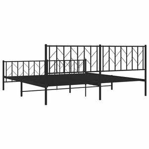 Sängram med huvudgavel och fotgavel svart metall 193x203 cm