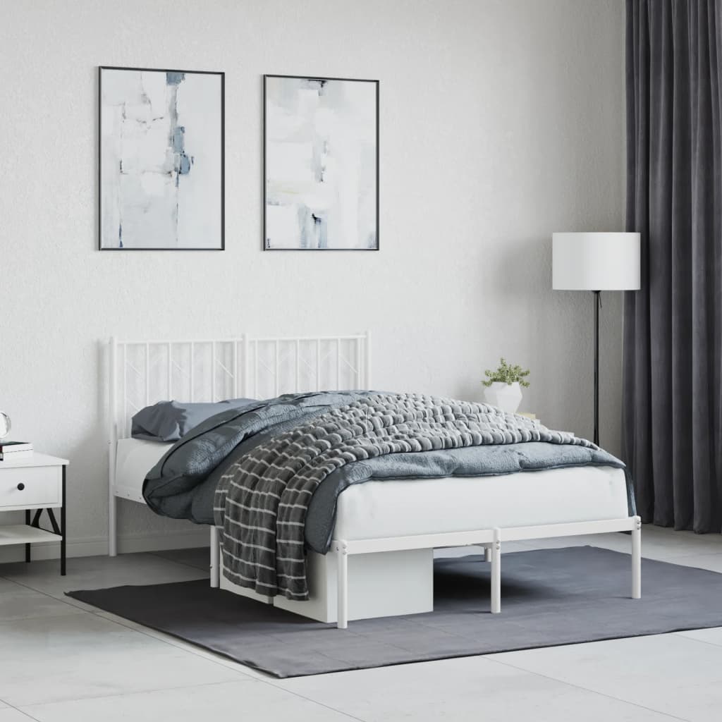 Sängram med huvudgavel metall vit 120x200 cm