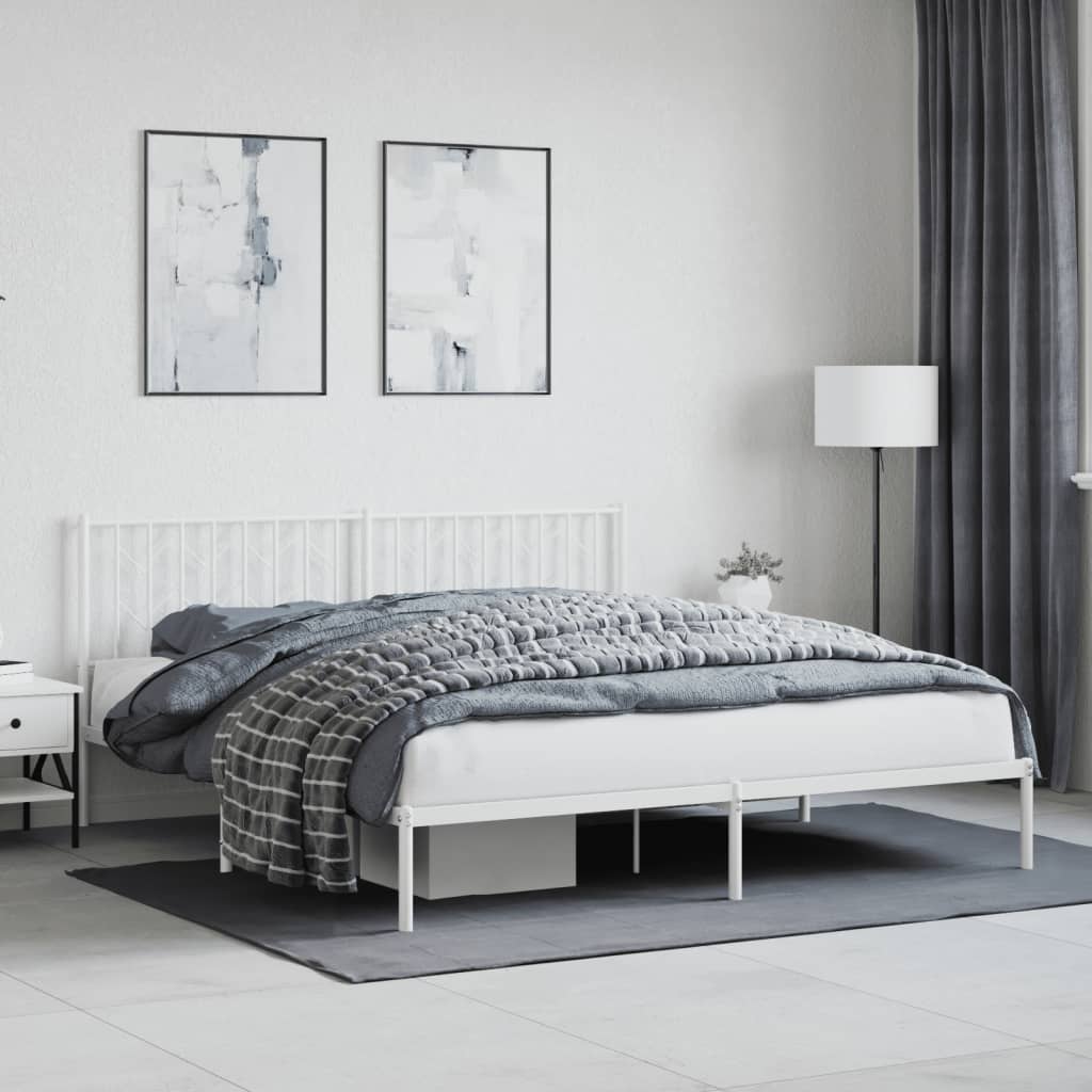 Sängram med huvudgavel metall vit 183x213 cm