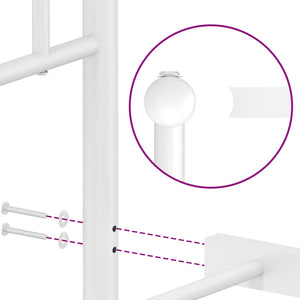 Sängram med huvudgavel och fotgavel vit metall 75x190 cm