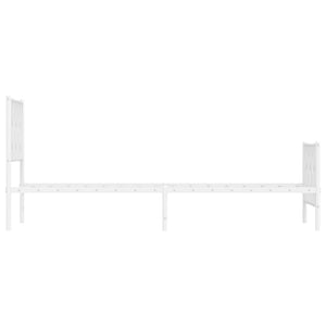 Sängram med huvudgavel och fotgavel vit metall 80x200 cm