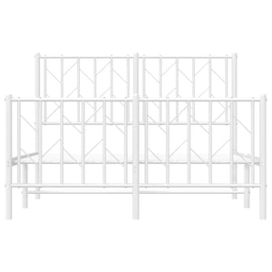 Sängram med huvudgavel och fotgavel vit metall 120x190 cm
