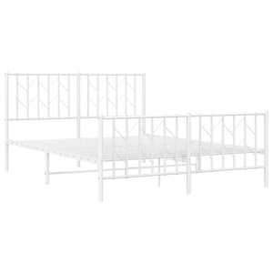 Sängram med huvudgavel och fotgavel vit metall 135x190 cm
