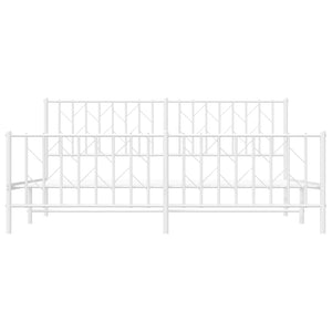 Sängram med huvudgavel och fotgavel vit metall 183x213 cm