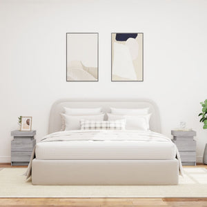 Sängbord med LED-lampor 2 st grå sonoma 35x39x55 cm