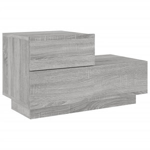 Sängbord med LED-lampor grå sonoma 70x36x40,5 cm