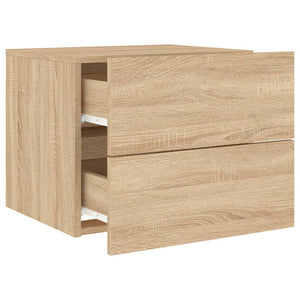 Väggmonterade sängbord med LED-lampor 2 st sonoma-ek