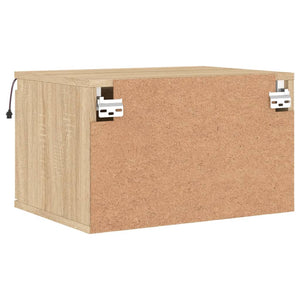 Väggmonterade sängbord med LED-lampor 2 st sonoma-ek