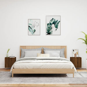 Väggmonterad tv-skåp 2 st brun ek 40,5x30x40 cm konstruerat trä