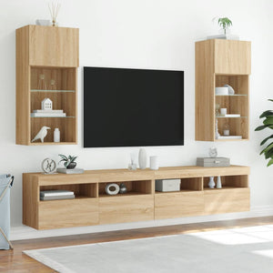 Tv-bänk med LED-belysning sonoma-ek 40,5x30x90 cm