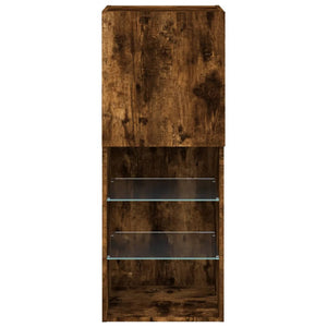 Tv-bänk med LED-belysning rökfärgad ek 40,5x30x102 cm