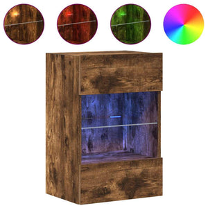 Nástenné skrinky s LED osvetlením pre TV 2 st rökfärgad ek 40x30x60,5 cm