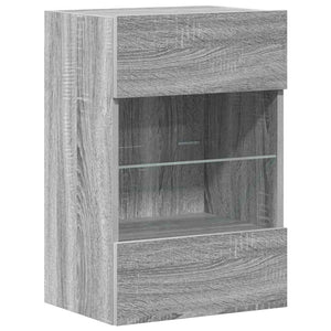 Nástenné skrinky s LED osvetlením pre TV 2 st grå sonoma 40x30x60,5 cm