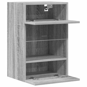 Nástenné skrinky s LED osvetlením pre TV 2 st grå sonoma 40x30x60,5 cm