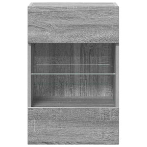 Nástenné skrinky s LED osvetlením pre TV 2 st grå sonoma 40x30x60,5 cm