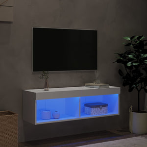 Tv-bänk med LED-belysning vit 100x30x30 cm
