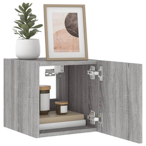 Väggmonterad tv-bänk LED 2 st grå sonoma 30,5x35x30 cm