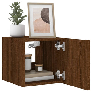 Väggmonterad tv-bänk LED 2 st brun ek 30,5x35x30 cm