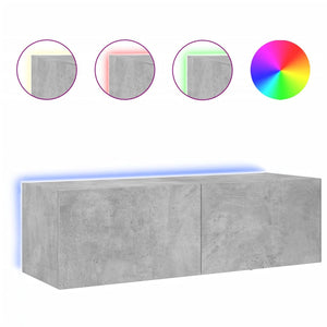 Väggmonterad tv-bänk LED betonggrå 100x35x31 cm
