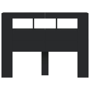 Sänggavel LED svart 140x18,5x103,5 cm konstruerat trä