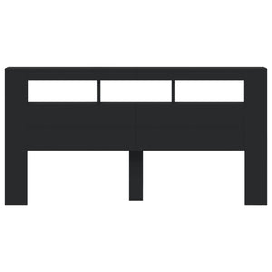 Sänggavel LED svart 200x18,5x103,5 cm konstruerat trä