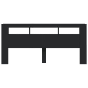 Sänggavel LED svart 220x18,5x103,5 cm konstruerat trä