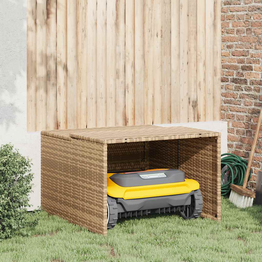 Garage för robotgräsklippare beige 86x90x52/57 cm konstrotting