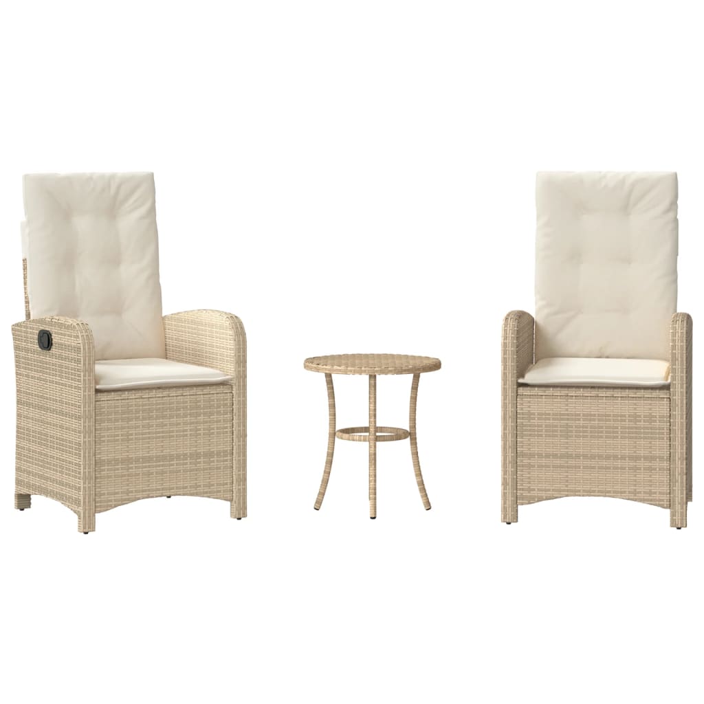 Bistrogrupp med dynor 3 delar beige konstrotting