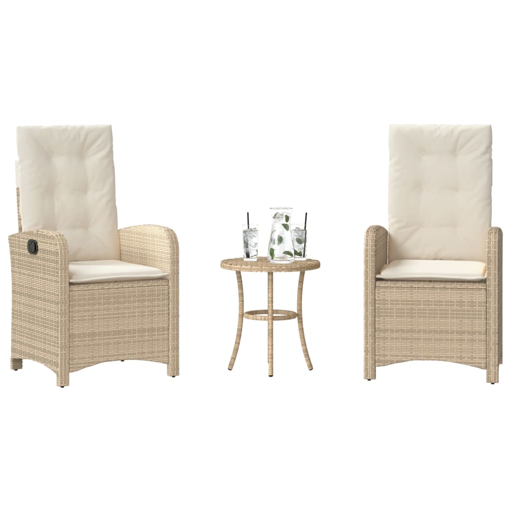 Bistrogrupp med dynor 3 delar beige konstrotting