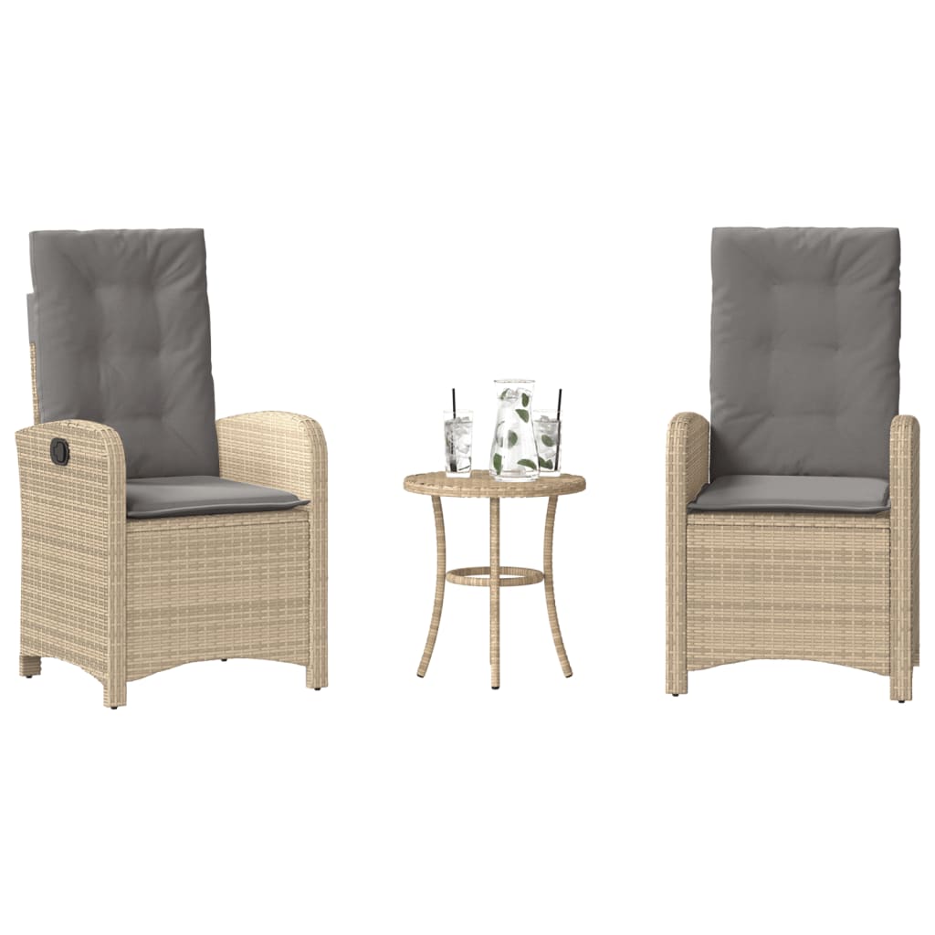 Bistrogrupp med dynor 3 delar mixbeige konstrotting