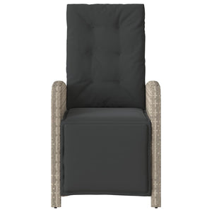 Justerbar trädgårdsstol med fotstöd ljusgrå konstrotting