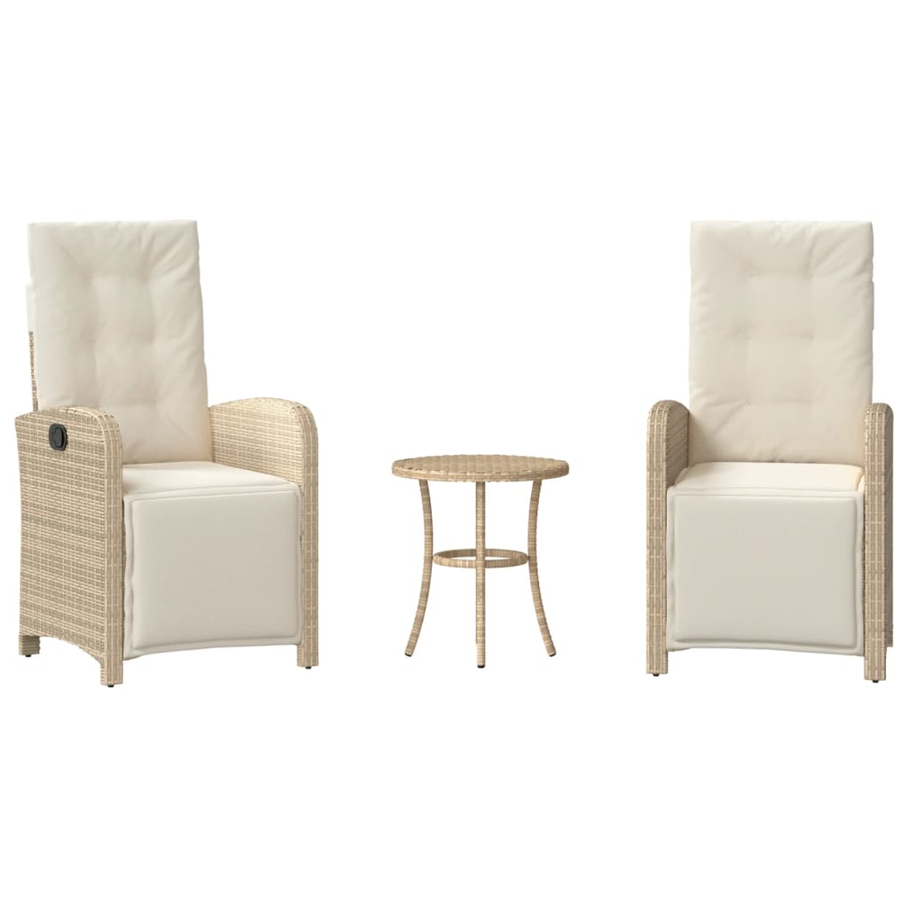 Bistrogrupp med dynor 3 delar beige konstrotting