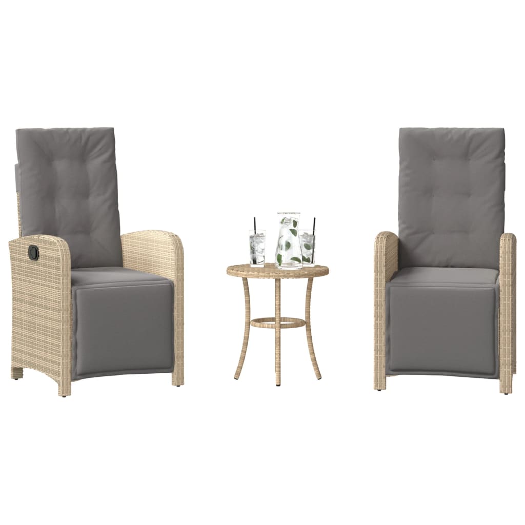 Bistrogrupp med dynor 3 delar mixbeige konstrotting