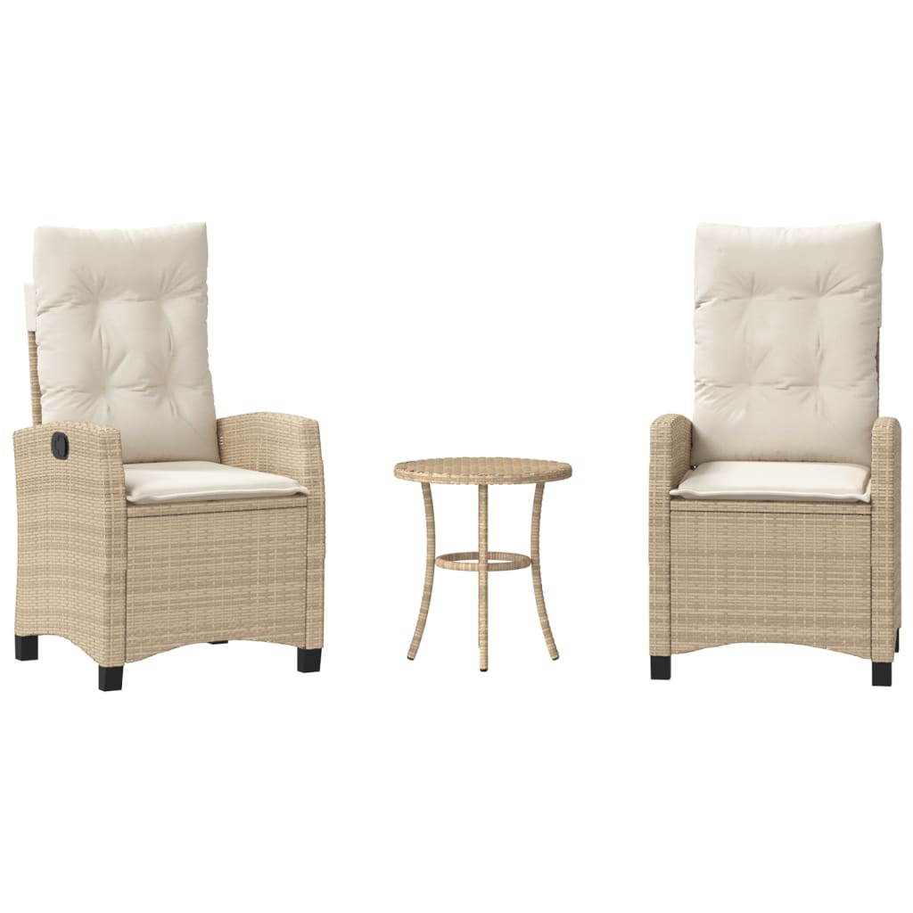 Bistrogrupp med dynor 3 delar beige konstrotting