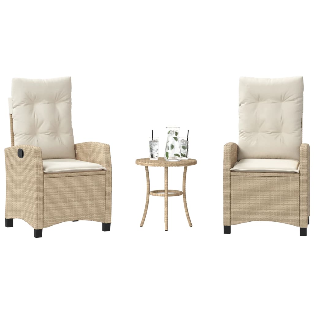 Bistrogrupp med dynor 3 delar beige konstrotting