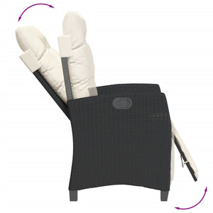 Justerbar trädgårdsstol med fotstöd svart konstrotting