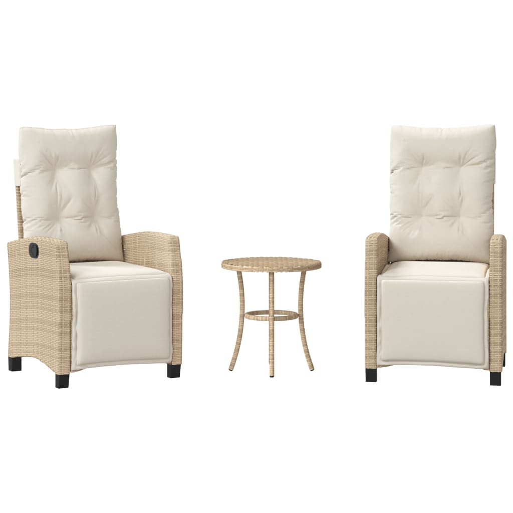 Bistrogrupp med dynor 3 delar beige konstrotting