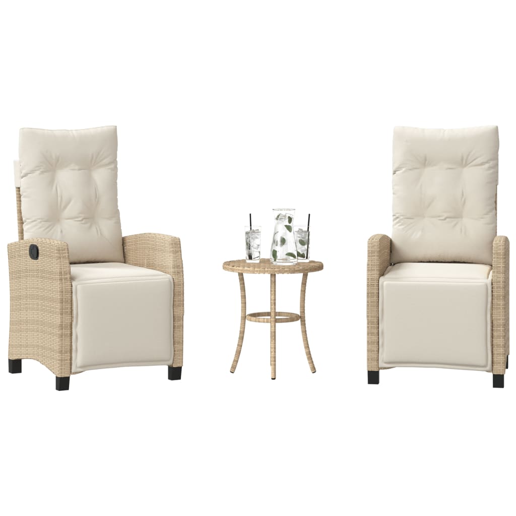 Bistrogrupp med dynor 3 delar beige konstrotting