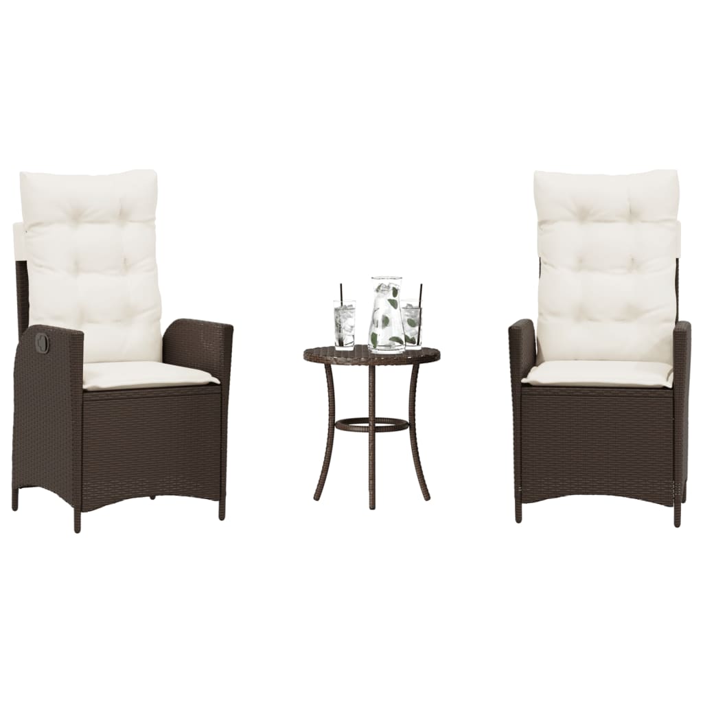 Bistrogrupp med dynor 3 delar brun konstrotting