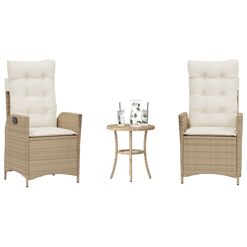 Bistrogrupp med dynor 3 delar beige konstrotting