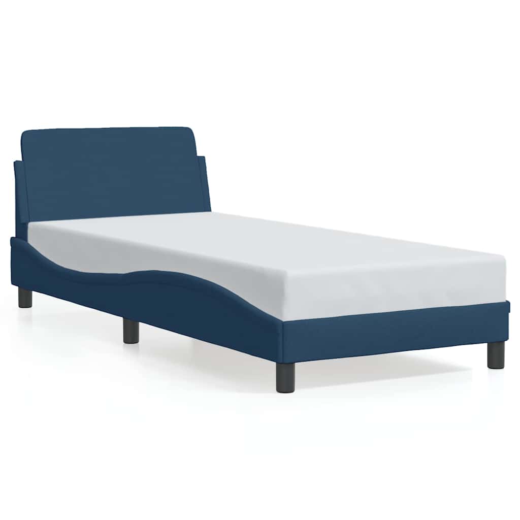 Bed Frame with Headboard "Dover" Blue 80x200 cm Fabric