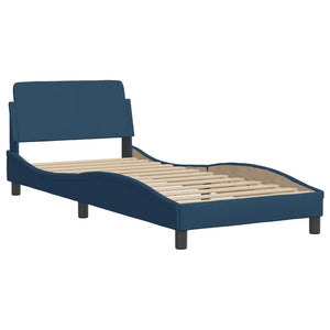 Bed Frame with Headboard "Dover" Blue 80x200 cm Fabric