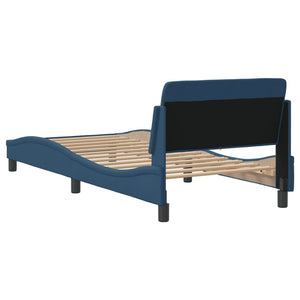 Bed Frame with Headboard "Dover" Blue 80x200 cm Fabric