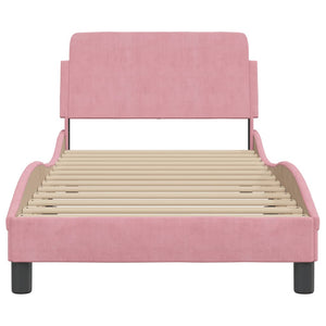 Bed Frame with Headboard "Dover" Pink 80x200 cm Velvet