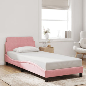 Bed Frame with Headboard "Dover" Pink 80x200 cm Velvet