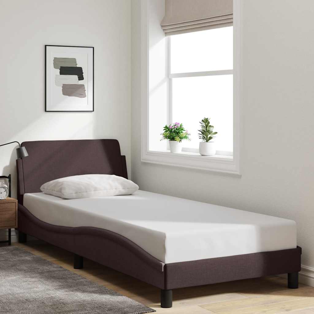 Bed Frame "Dover" Dark Brown 90x190 cm Fabric