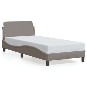 Bed Frame with Headboard "Dover" Taupe 90x190 cm Fabric