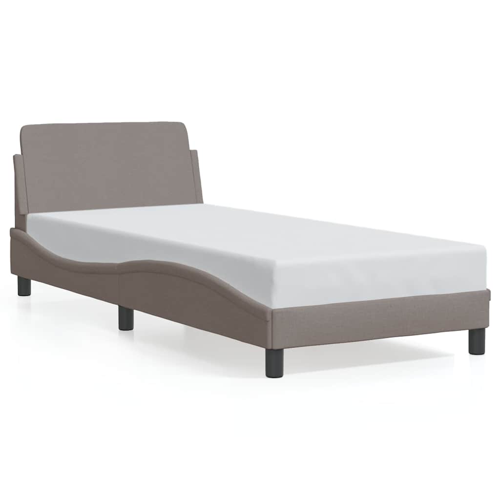 Bed Frame with Headboard "Dover" Taupe 90x190 cm Fabric